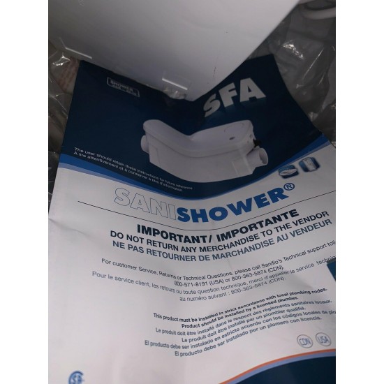 Saniflo 010 SANISHOWER .2 HP Gray Water / Drain Water Pump for Shower and Sink