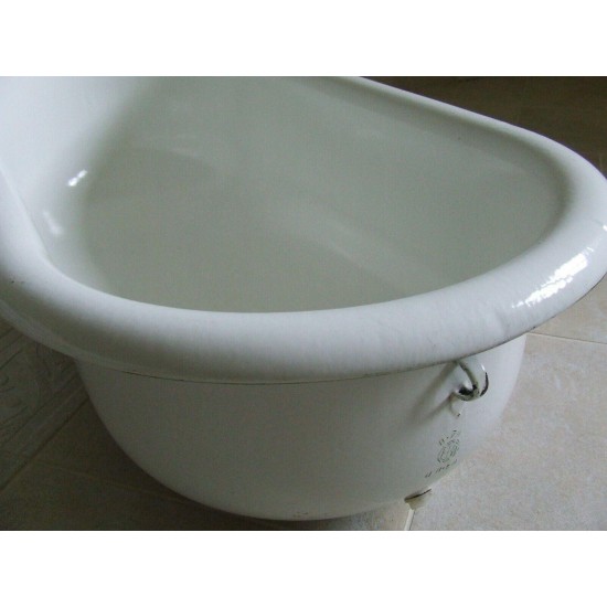 baby bathtub steel white Enamel Vintage Baby Bath White Planter Bird Bath