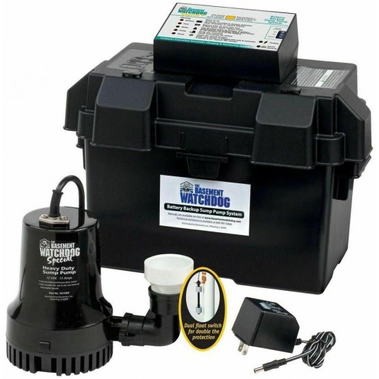 Basement Watchdog 0.33 HP Special + Battery Backup Sump Pump System 12 Volts New