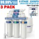 3 Pack 6-Stage Reverse Osmosis Alkaline Mineral Water Filter System 100GPD