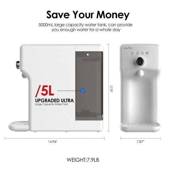 SimPure Y6 UV Sterilization Reverse Osmosis Water Filtration System BPA Free