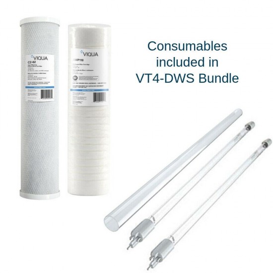 VIQUA VT4-DWS UV Bundle: Undersink POU Water Filter System + PLUS Extra Lamp