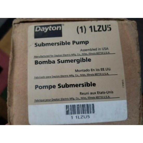 DAYTON Submersible Deep Well pump 2 Wire 10GPM 1/2HP 230V 6 stage 1LZU5