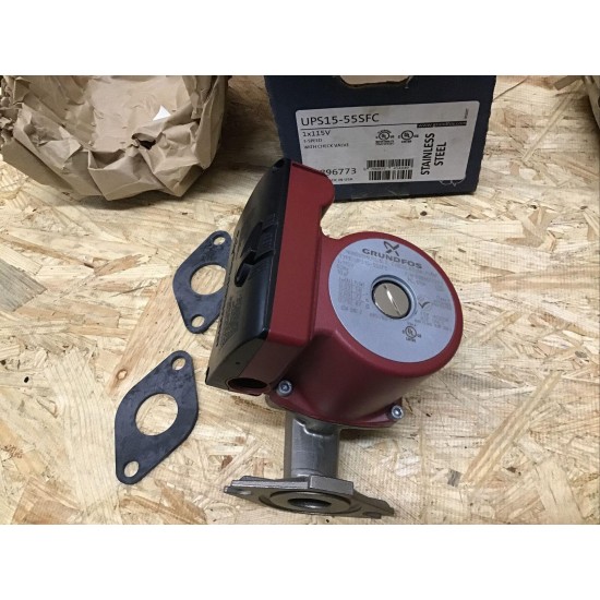 Grundfos 59896773, UPS15-55SFC, Flanged, Stainless Steel, 3-Speed Pump, 115 V.