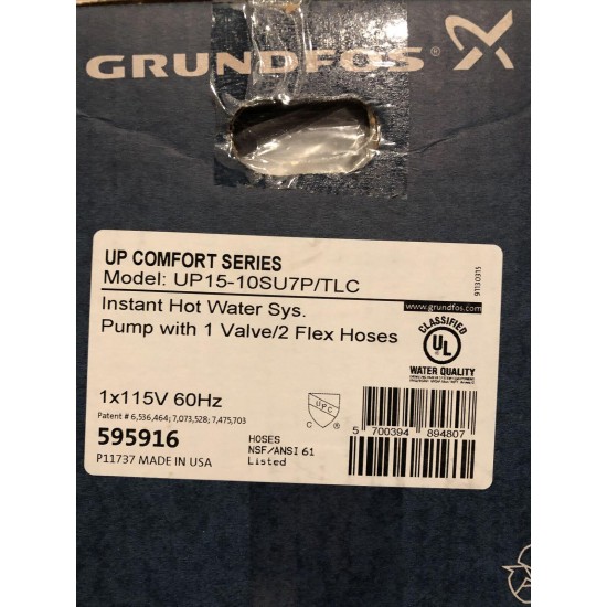 Grundfos Up15-10Su7P 595916  115V Instant Hot Water System