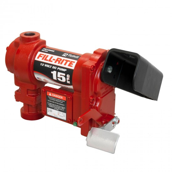 Fill-Rite FR1204G Self-Priming Cast Iron 12V 15-GPM Fuel Transfer Pump, Red