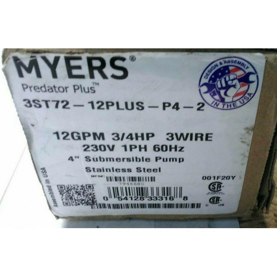 Myers 3ST72-12PLUS-P4 Submersible Stainless Steel Pump