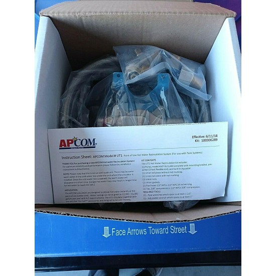 APCOM UT1 Under Sink Instant Hot Water Recirculating Pump for Tank Type Water H.