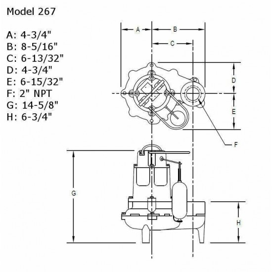 Zoeller 267-0001 AUTOMATIC Sewage or Dewatering Pump 0.5 HP - M267 Series