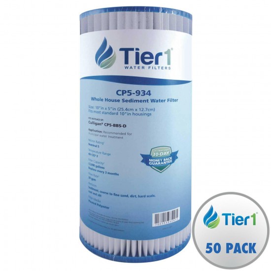 10 x 4.5 Inch 5 Micron CP5-BB Pleated Polyester Sediment Water Filter 50 Pack