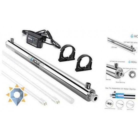 Sterilizer Filter Uv Water Sterilizer Light Canister Bulb Whole House 12GPM 110V