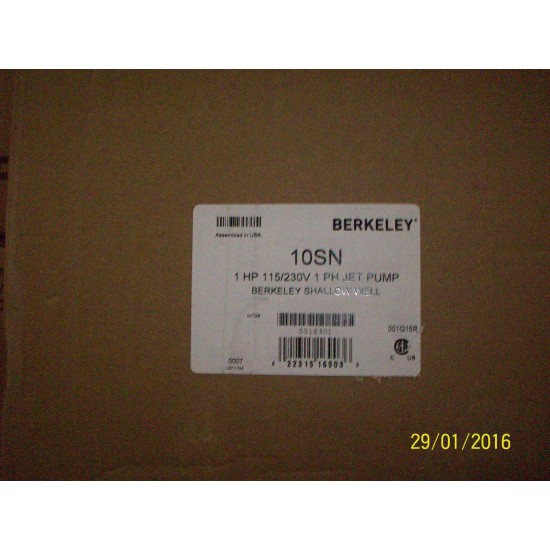 BERKELEY 10SN 1 HP SHALLOW WELL JET PUMP SAME AS STA RITE SNE