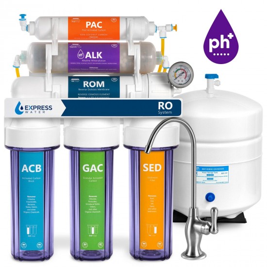 Alkaline Reverse Osmosis Water Filtration System – Clear RO w/ Gauge – 100 GPD