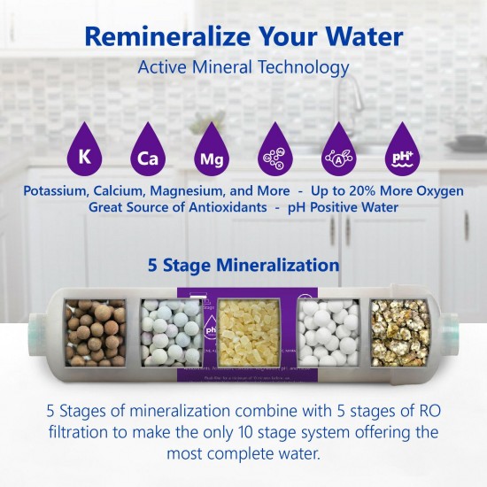 Alkaline Reverse Osmosis Water Filtration System – Clear RO w/ Gauge – 100 GPD