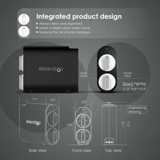 5-Stage Tankless Reverse Osmosis Water Filtration System by Waterdrop G2 Black