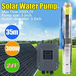 24V Solar Power Water Pump Farm Ranch DC Submersible Bore Hole Deep Well 300W US