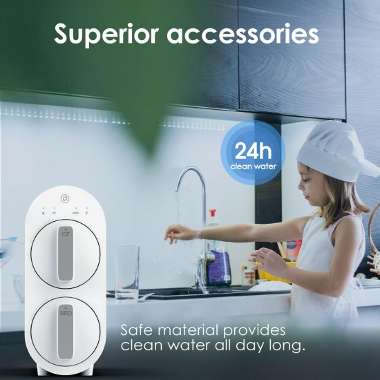 Tankless 5-Stage Reverse Osmosis Water Filtration System 400 GPD, 1:1Drain Ratio