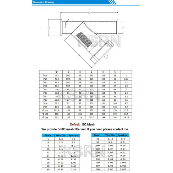 4'' SS304 Y Type Sanitary Strainer Filter High Flow Quick Filter 100 Mesh