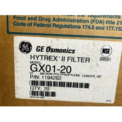 NEW  GE OSMONIC HYTREX II CARTRIDGE FILTERS GX01-20. CASE OF 20