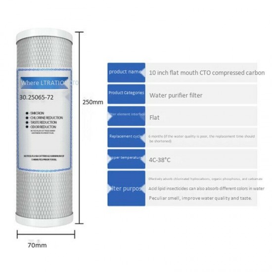 10X(3Pcs 10 Inch Compressed Carbon Filter elements Household Water Purifier