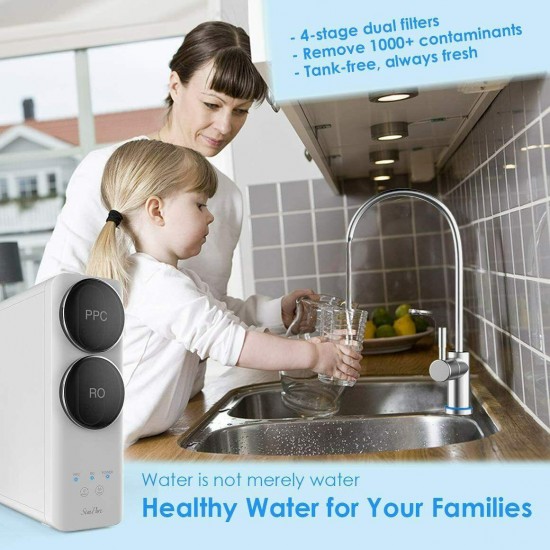 Q6 4-Stage 400GPD Tankless Water Filter Reverse Osmosis System /Spin Down Filter