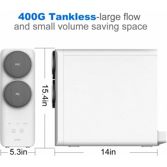 400G RO Reverse Osmosis Drinking Water Filter System Purifier Fast Flow,Tankless