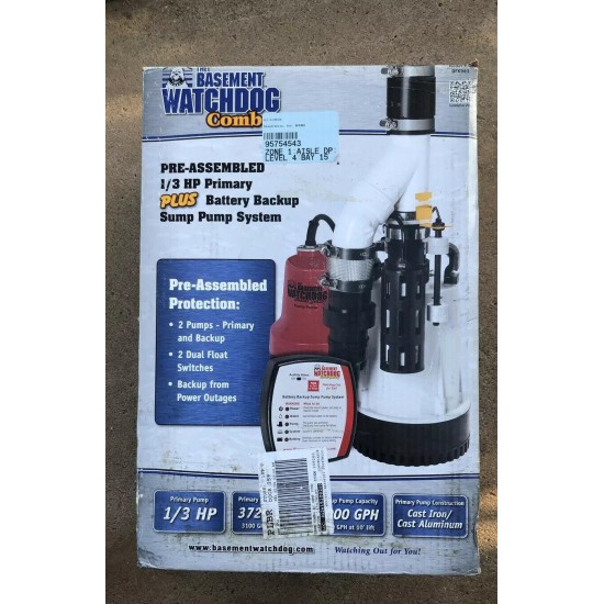The Basement Watchdog Combo 3720 Gph Pre-Assembled Sump Pump System