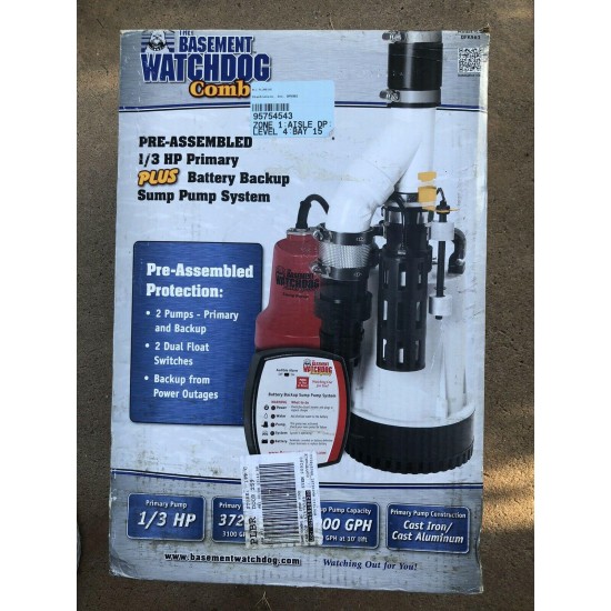 The Basement Watchdog Combo 3720 Gph Pre-Assembled Sump Pump System
