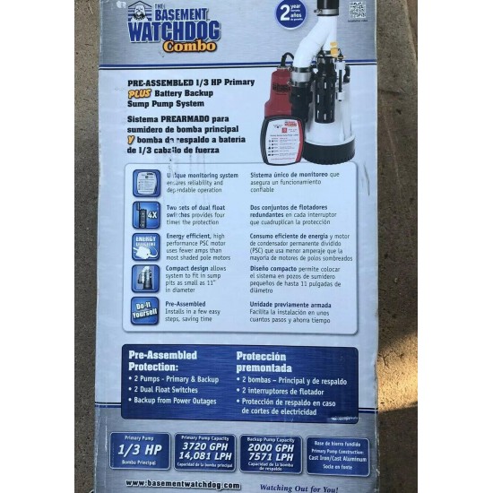 The Basement Watchdog Combo 3720 Gph Pre-Assembled Sump Pump System