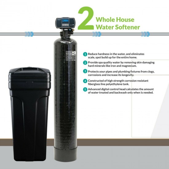 Aquasure Water Softener with Fine Mesh Resin for Iron Removal 64,000 Grains