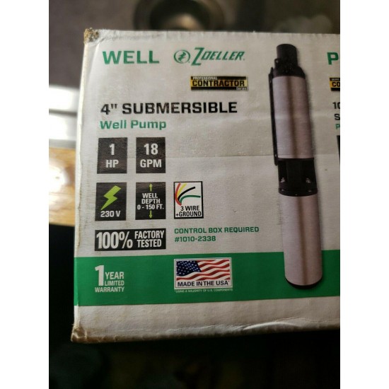 Zoeller 4” Submersible Well Pump 1hp stainless steel.